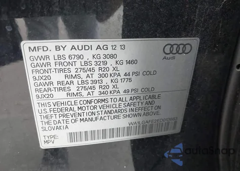 2014 Audi Q7 Premium Plus from USA, damaged, VIN WA1LGAFE2ED013683